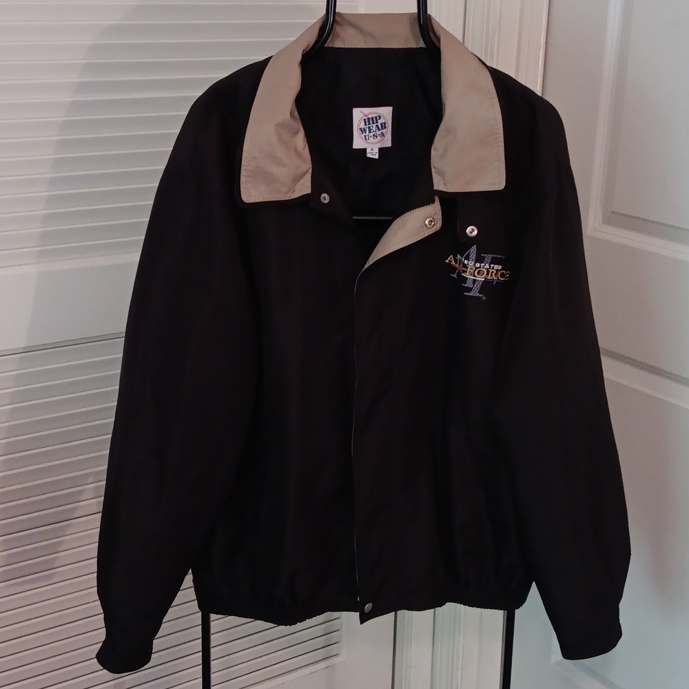 Hip Wear USA Mens Size XL Black Tan Lightweight Jacket United States Air Force